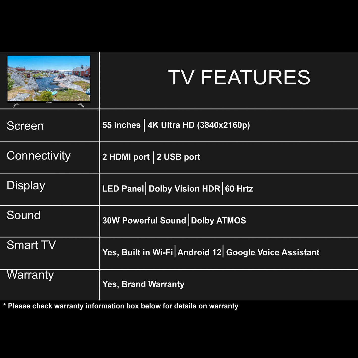SkyWall 139.7 cm (55 inches) 4K Ultra HD Smart LED TV 55SW4K-VS (Frameless Edition) Voice Assistant