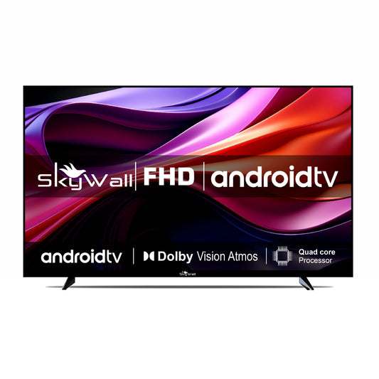 Smart TV with Skywall FHD AndroidTV branding on a white background