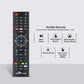 Black SkyWall remote control on a light gray background with feature text.
