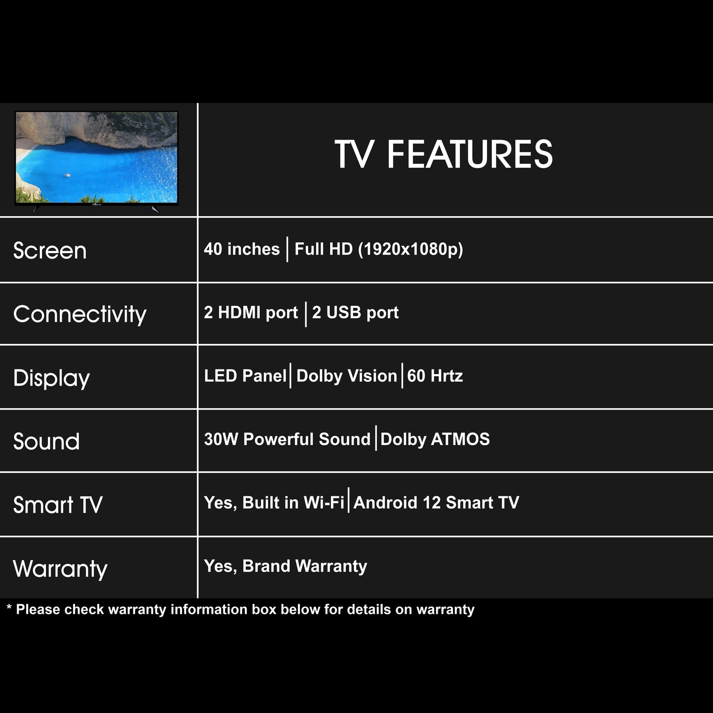 SkyWall 102 cm (40 inches) Full HD Smart LED TV 40SWRR With Black (Frameless Edition) (Dolby Audio)