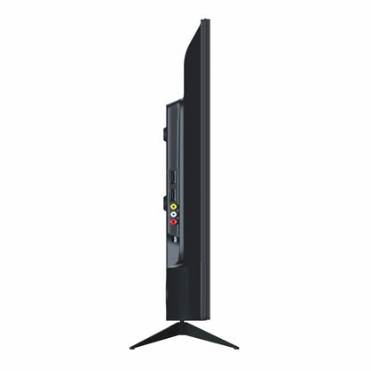 Black flat-screen TV on a white background