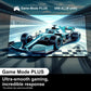 Television screen displaying a racing game with 'Game Mode PLUS' branding.