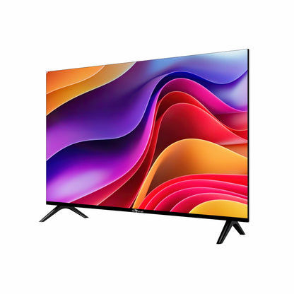 Modern flat-screen TV with colorful abstract design on the screen, on a white background