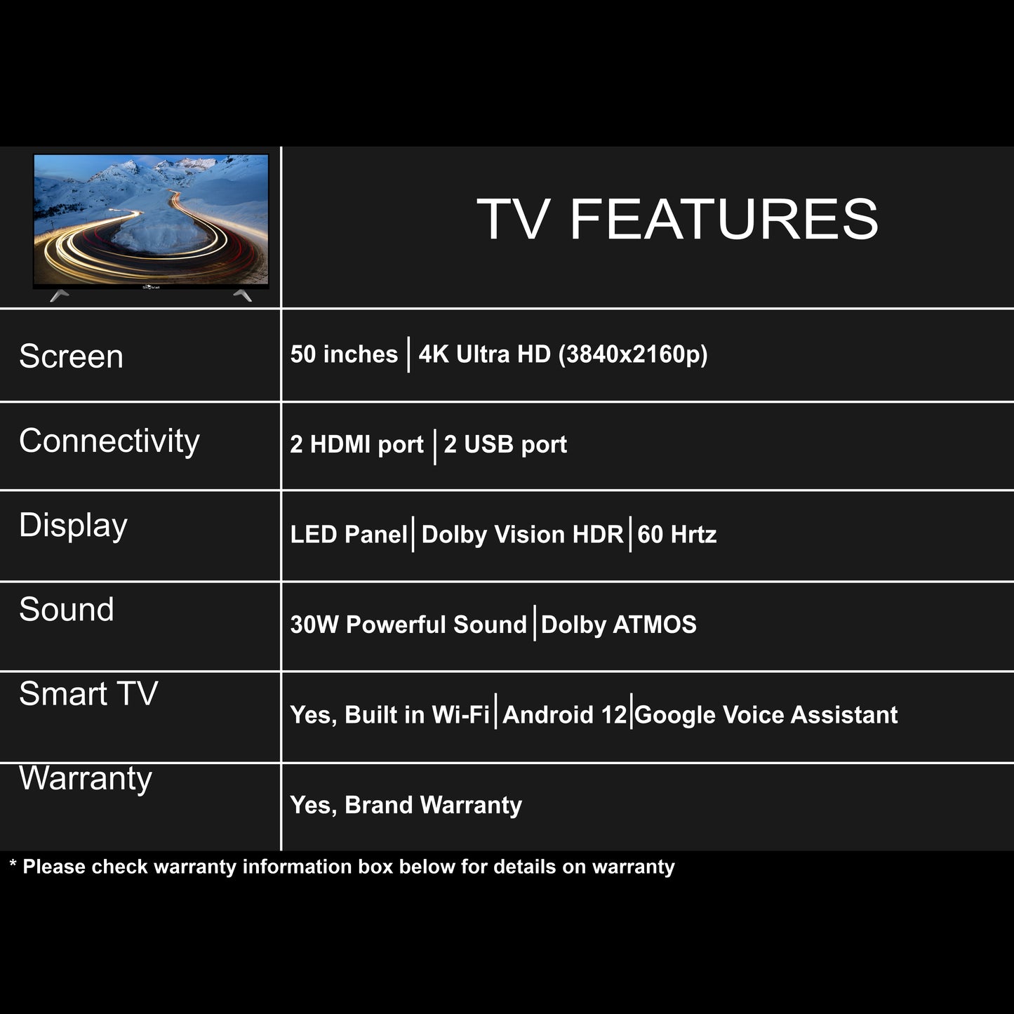 SkyWall 127 cm (50 inches) 4K Ultra HD Smart Android LED TV 50SW-4K With (Frameless Edition)