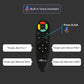 Remote control with voice assistant features on a dark background