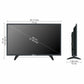 Black TV with dimensions labeled on a white background