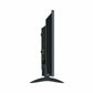 Side view of a black computer monitor on a white background