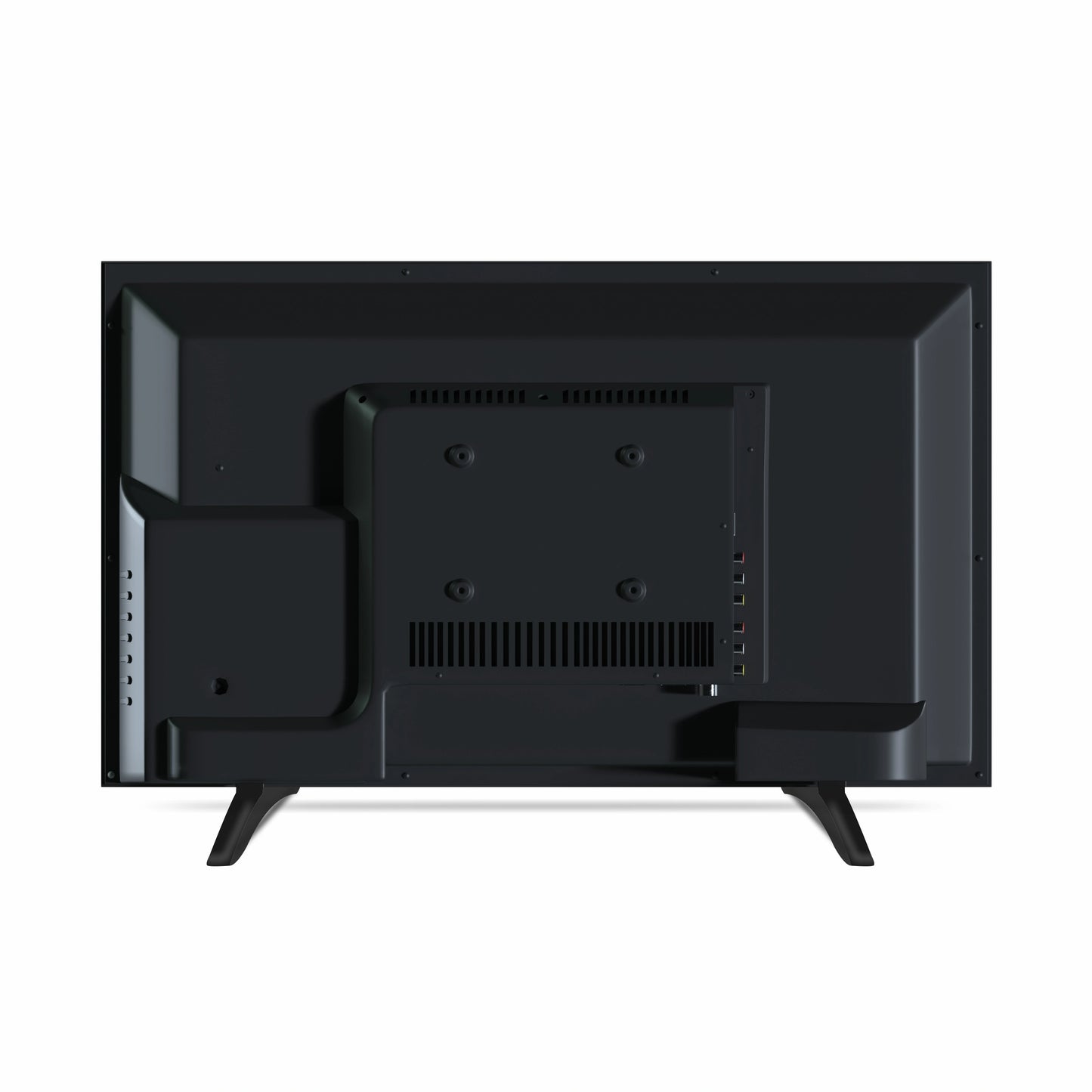Black flat-screen TV on a white background