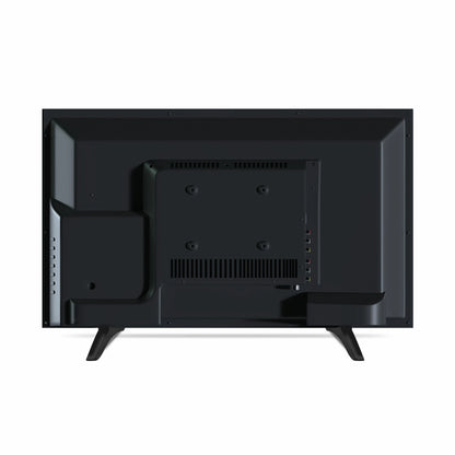 Black flat-screen TV on a white background