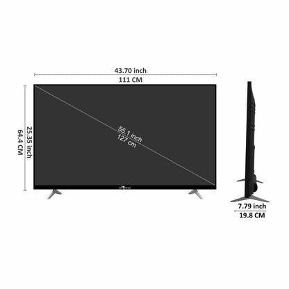 Measurement chart of a television with dimensions labeled