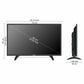 Black flat-screen TV with dimensions labeled on a white background