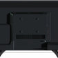 Back view of a black flat-screen TV on a white background