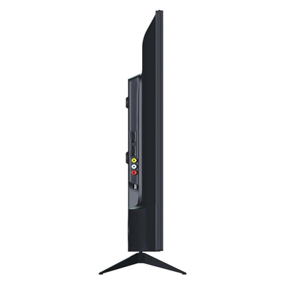 Black flat-screen TV on a white background
