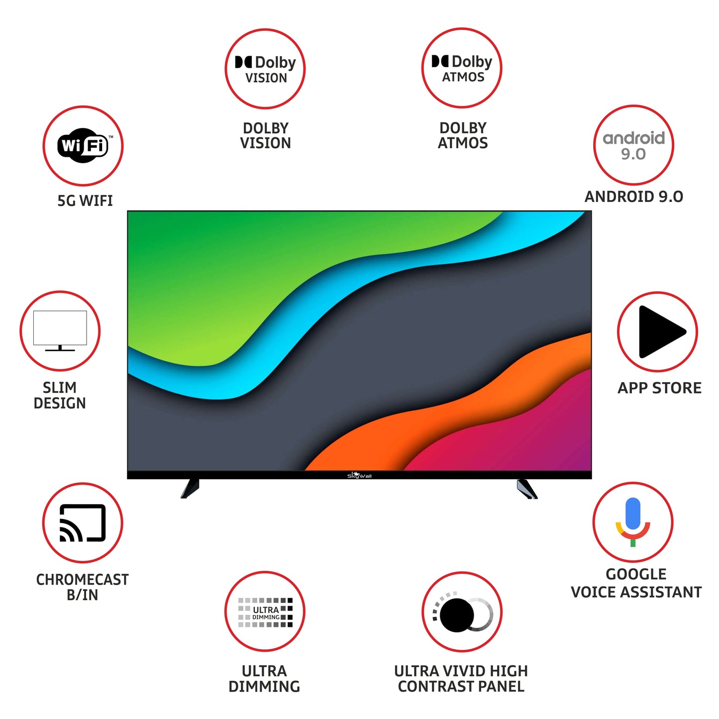 SkyWall™ TV Full HD TV SkyWall 108 cm (43 inches) Full HD Smart LED TV 43SW-Voice (Frameless Edition) | With Voice Assistant