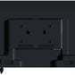 Back view of a black flat-screen TV on a white background