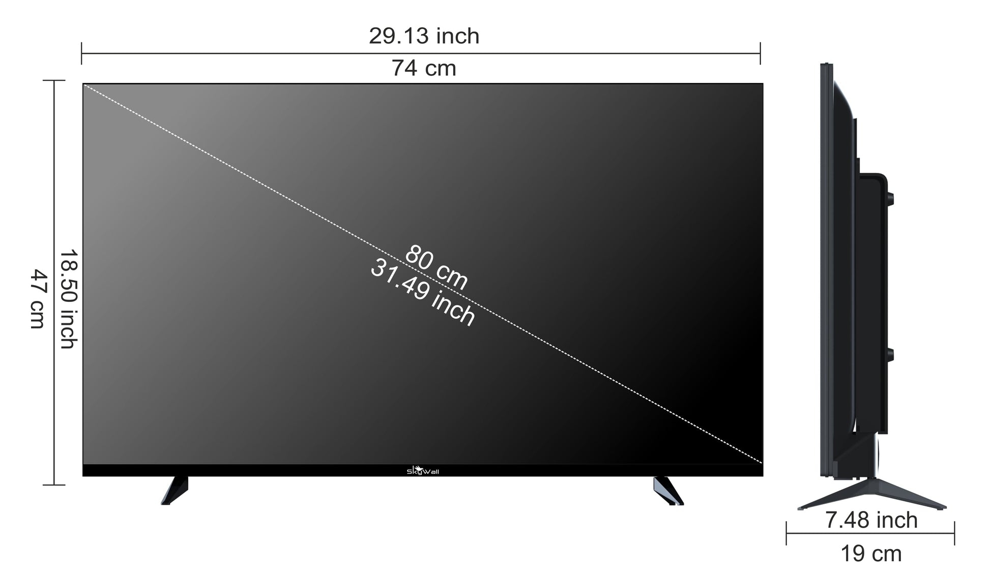 SkyWall™ TV Full HD TV SkyWall 80 cm (32 inches) Full HD Smart LED TV 32SW-Voice (Frameless Edition) | With Voice Assistant